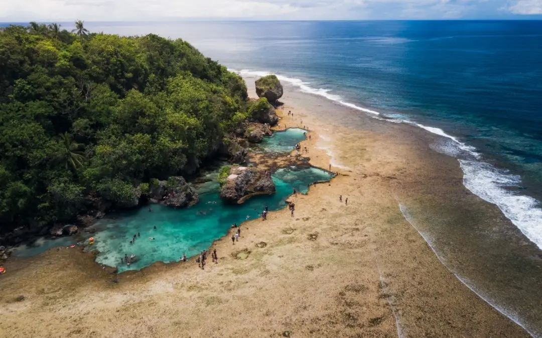 Magpupungko Rock Pools during low tide - Siargao's natural infinity pools on the east coast