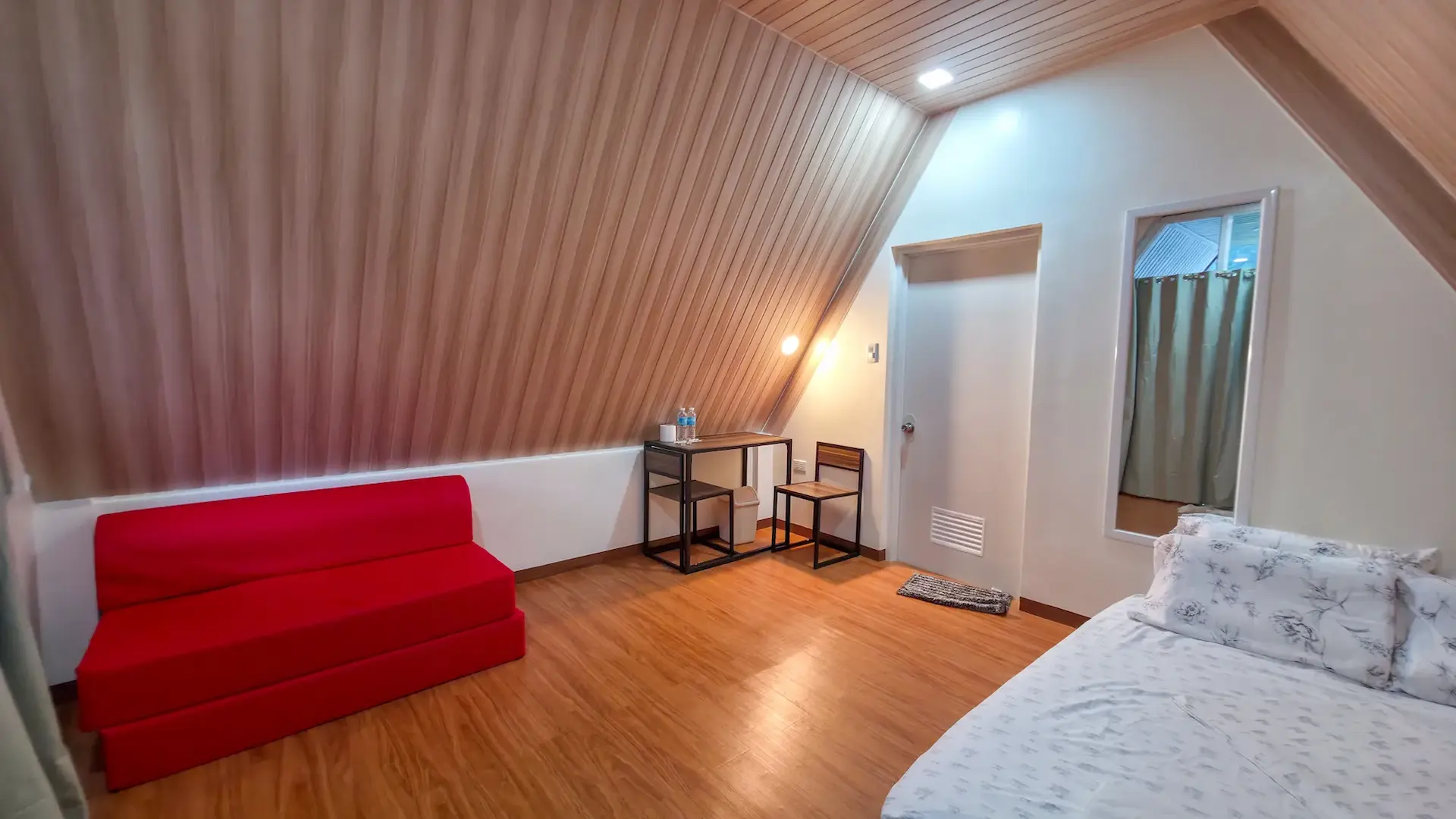 Twin A-Frame Room bed and seating