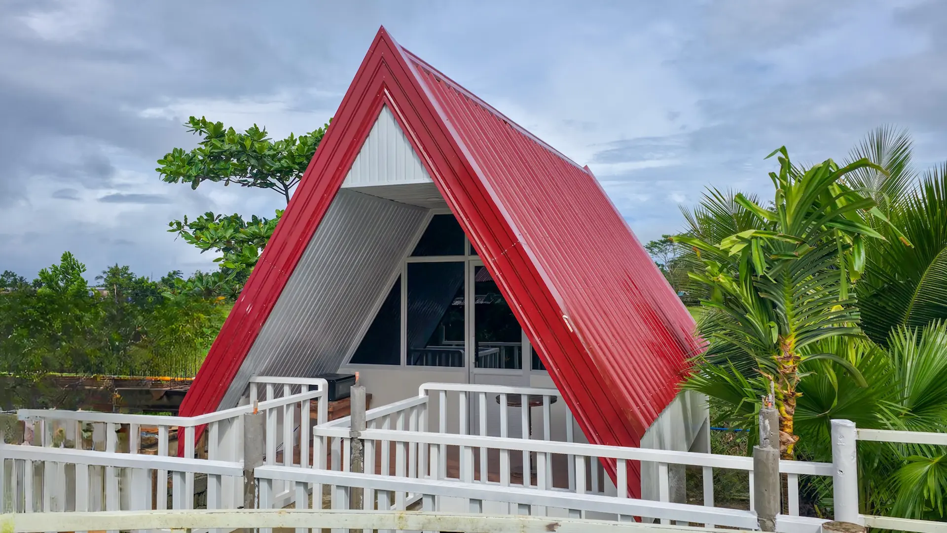 Twin A-Frame Room exterior day time